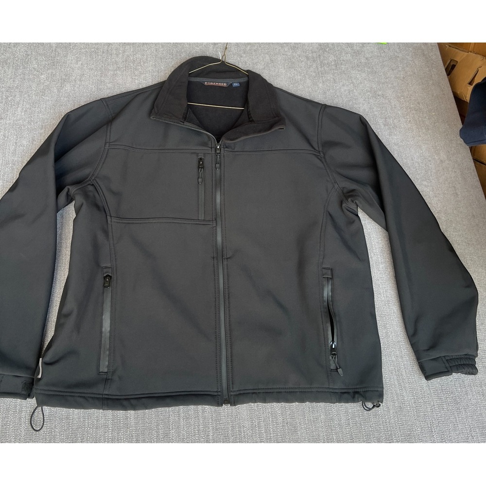 Portwest Softshell Jacket Mens XL Black Fleece Lined Chest Pocket Warm Full Zip